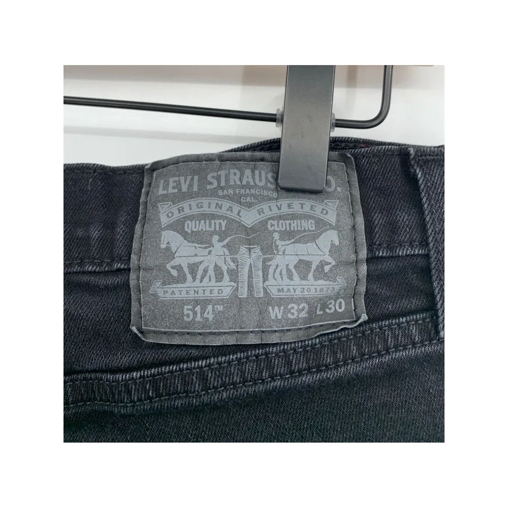 Levis 514 Jeans Mens 32x30 Black Straight Fit Stretch Cotton Denim Pants